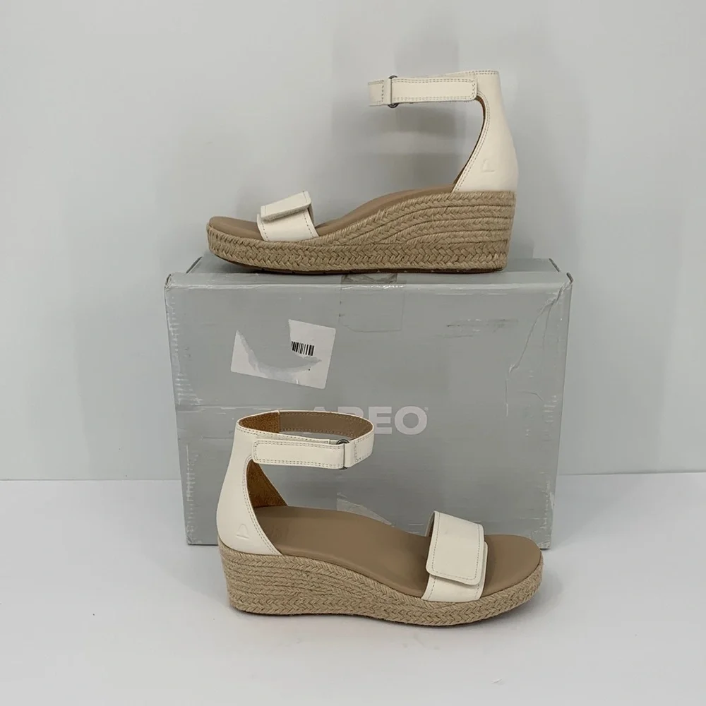 ABEO Cecile wedge espadrille sandals shoe leather ankle strap comfort new 6.5